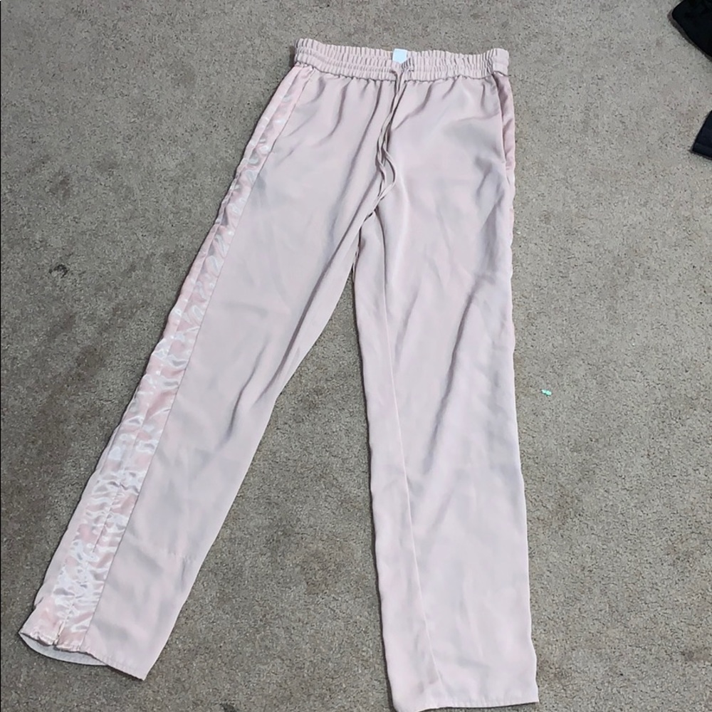 Pink track pants